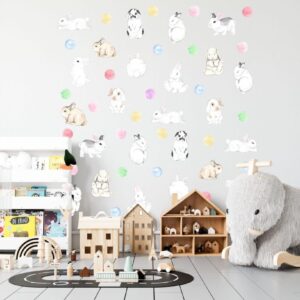 Bunny Wall Decal Stickers, Polka Dots Color