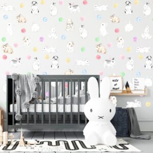 Bunny Wall Decal Stickers, Polka Dots Color