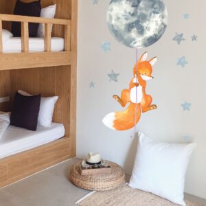 Fox Wall Decal Moon Stars Stickers - Nursery Room Decor Art