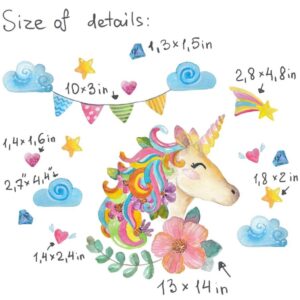 Unicorn decal Watercolor nursery girls room stickers
