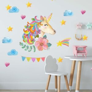 Unicorn decal Watercolor nursery girls room stickers