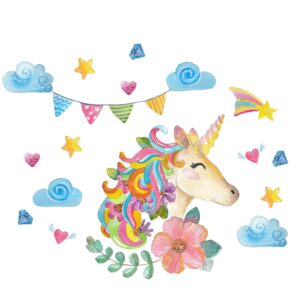 Unicorn decal Watercolor nursery girls room stickers