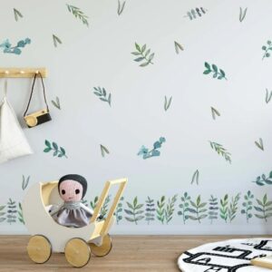 Greenery Leaves Wall Decals – Botanical Green Room Leaf