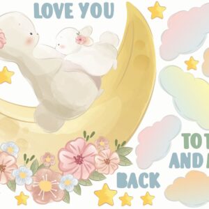 Bunny Family Wall Decals, Moon, Stars, Nursery Decor