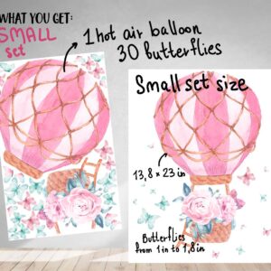 Hot Air Balloon Wall Decal Watercolor Peony Flowers