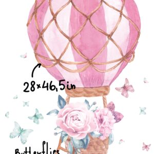 Hot Air Balloon Wall Decal Watercolor Peony Flowers