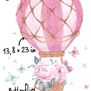 Hot Air Balloon Wall Decal Watercolor Peony Flowers