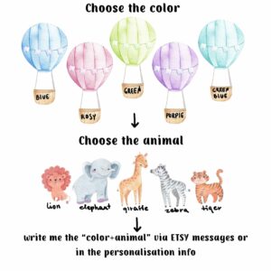 Safari Animals Hot Air Balloon Wall Decals