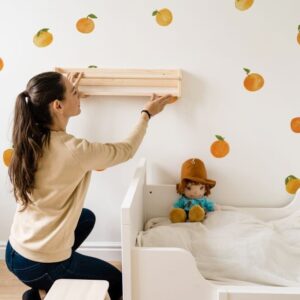orange wall decals boho green and orange fruit stickers kitchen bathroom kids room nursery, lf072