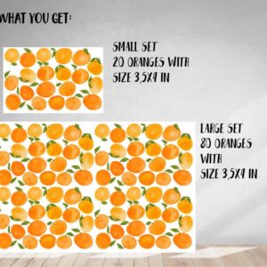 orange wall decals boho green and orange fruit stickers kitchen bathroom kids room nursery, lf072