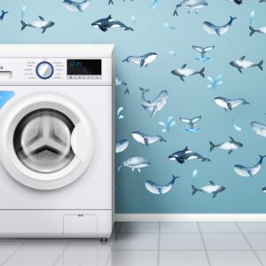 Watercolor whales wall decals