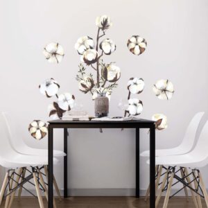 Cotton Wall Decals Watercolor Flowers Leaves Boho Room