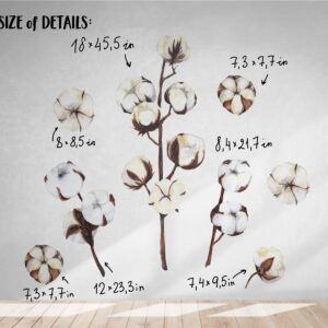 Cotton Wall Decals Watercolor Flowers Leaves Boho Room