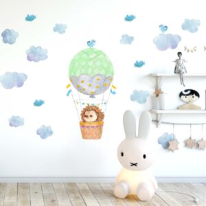 Hot air balloon Wall decals Hedgehog Nursery Watercolour