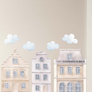 Houses Decals Scandi Wall Stickers Watercolor Home