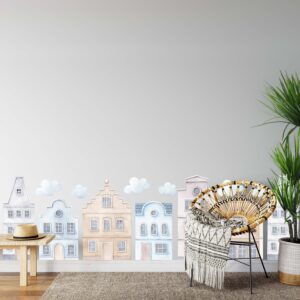 Houses Decals Scandi Wall Stickers Watercolor Home