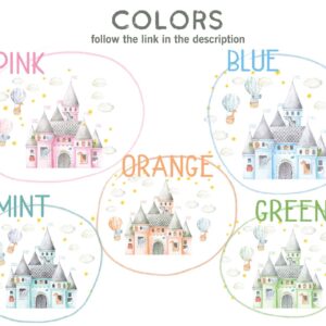 Watercolor Safari Castle Wall Decal | Removable Nursery Decor LF165