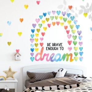 Watercolor Rainbow Heart Wall Decal: Kids Room Nursery Decor