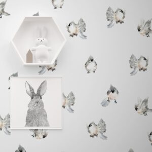 Gray Bird Wall Decals: Neutral Woodland Nursery Decor
