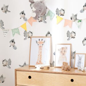 Gray Bird Wall Decals: Neutral Woodland Nursery Decor