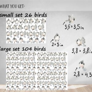 Gray Bird Wall Decals: Neutral Woodland Nursery Decor