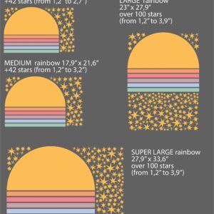 Sun Rainbow Wall Decal Stars Stickers Large Boho Arch