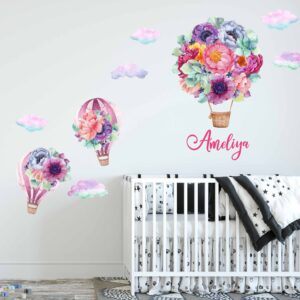 Hot Air Balloon Wall Decals | Watercolor Flower Nursery