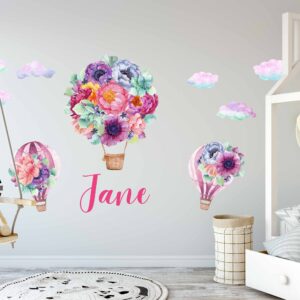Hot Air Balloon Wall Decals | Watercolor Flower Nursery