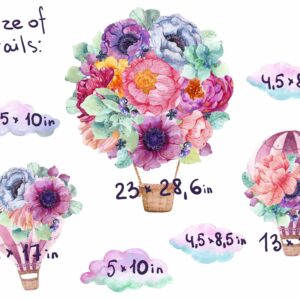 Hot Air Balloon Wall Decals | Watercolor Flower Nursery