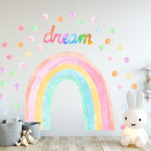 Watercolor Rainbow Wall Decal: Boho Nursery Dream Polka Dots