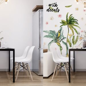 palm tree wall decals tropical leaves banana leaf parrot greenery stickers, lf121