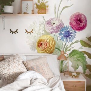 Flower wall Decal Greenery Stickers Colorful Floral
