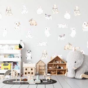 Bunny Nursery Wall Decals: Rabbit Stickers, Kids Room Decor