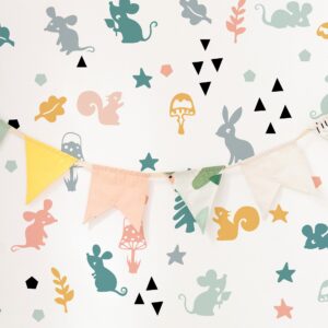 Mouse Wall Decal Forest Animals Stickers Scandi Woodland
