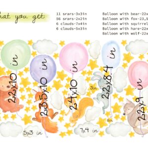 Woodland Animals Decals Color Balloons Stickers Bear Wolf