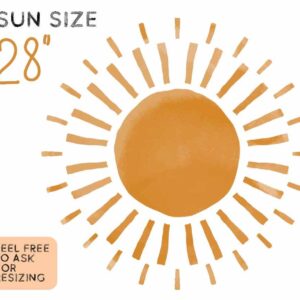 Sun Wall Decal Watercolor Boho Large Sticker, Nursery Decor