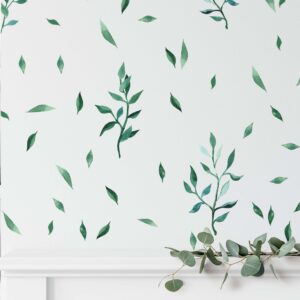 Greenery Wall Decals Watercolor Sticker Green Leaves Room