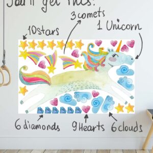 Unicorn Fabric Wall Decal Rainbow Kids Room Decor girls