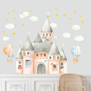 Castle Wall Decal Watercolor Safari Animals Orange