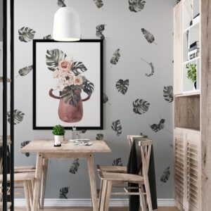 palm leaves wall decals banana boho greenery stickers tropical reusable removable rent friendly, lf155