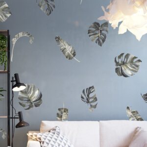 palm leaves wall decals banana boho greenery stickers tropical reusable removable rent friendly, lf155