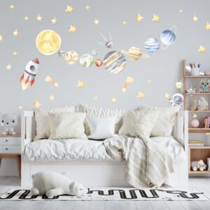 Watercolor Space Wall Decal | Cosmic Nursery Decor |