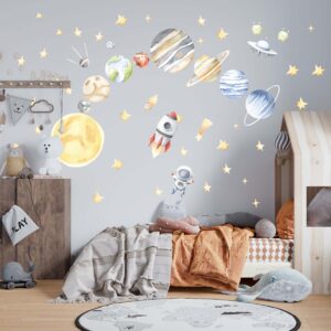 Watercolor Space Wall Decal | Cosmic Nursery Decor |