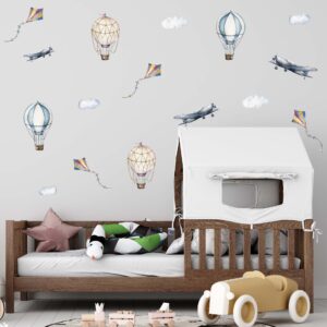 hot air balloon wall decals stickers airplane retro, lf174