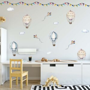 hot air balloon wall decals stickers airplane retro, lf174