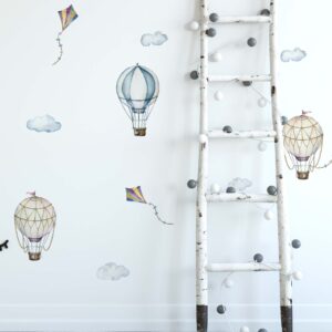 hot air balloon wall decals stickers airplane retro, lf174