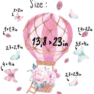 Hot Air Balloon Wall Decal Flowers Stickers Peony Green
