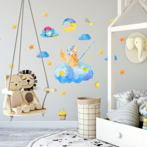 Fox Wall Decals Moon Stars Clouds Stickers
