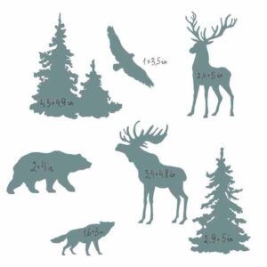woodland forest animals wall decals stickers bear deer wolf pine tree, lf184