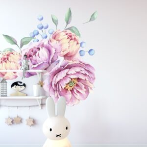 watercolor peonies wall decal – peony wall decal